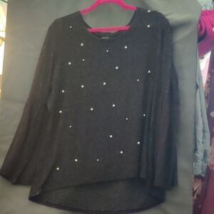 Simply Vera Vera Wang Black Asymmetrical 3/4 Sleeve Blouse